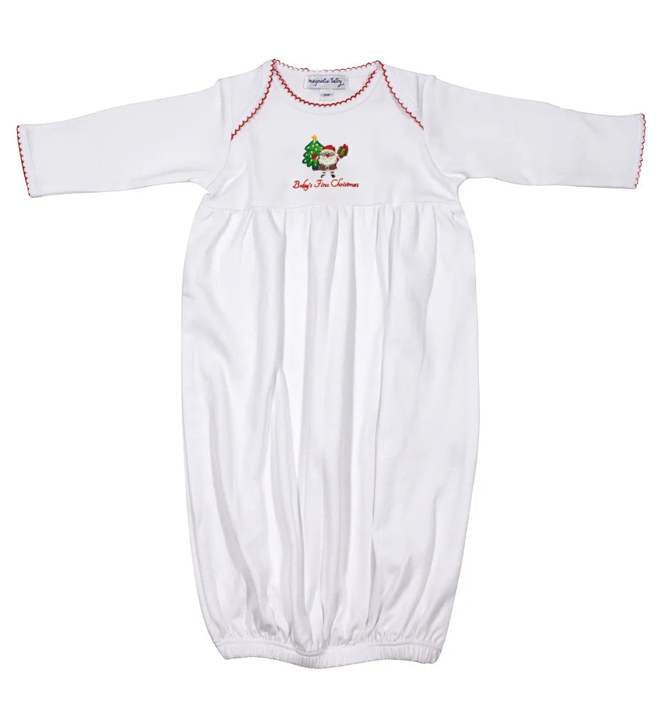 Magnolia Baby Jolly Holiday Emb Baby's First Gathered Gown