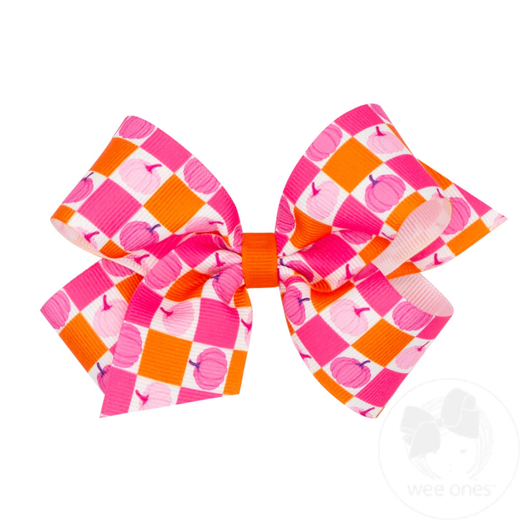 Wee Ones Medium Pink Halloween Printed Themed Bows