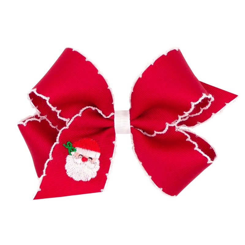 Wee Ones Medium Moonstitch Emb Santa Bow