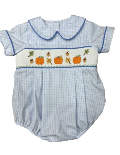 Three Sisters It's Fall Smocked Boys Bubble