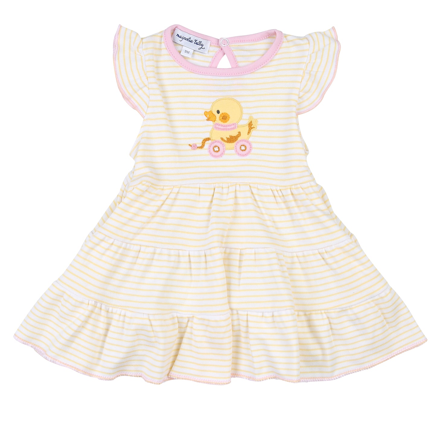 Magnolia Baby Duckie Pulltoy Pink Ruffle Flutters Dress Set
