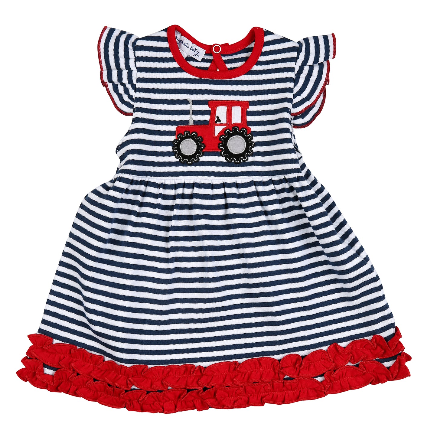 Magnolia Baby Future Farmer Applique Red Flutters Toddler Dress
