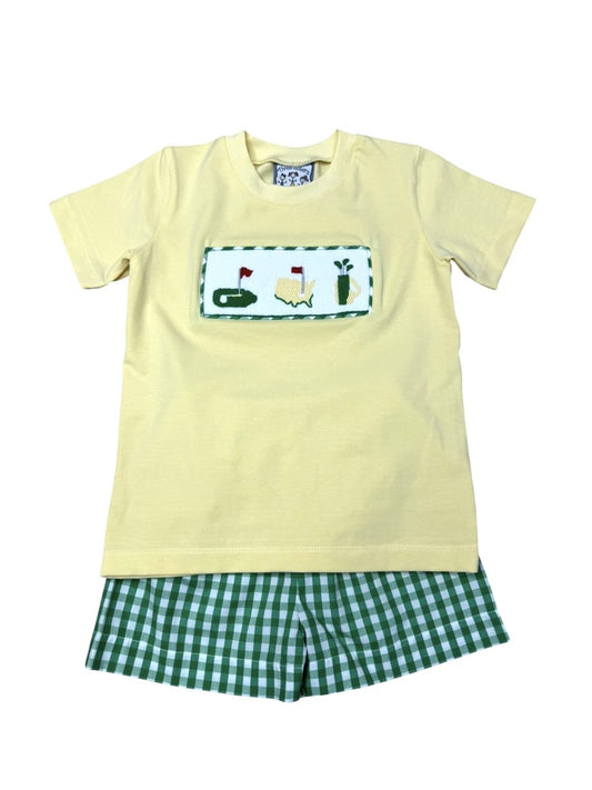 Three Sisters Golf Smocked Boys Short Set