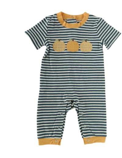 Banana Split Pumpkin Applique Boys Romper