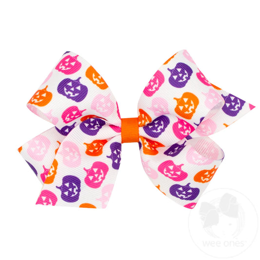 Wee Ones Medium Pink Halloween Printed Themed Bows