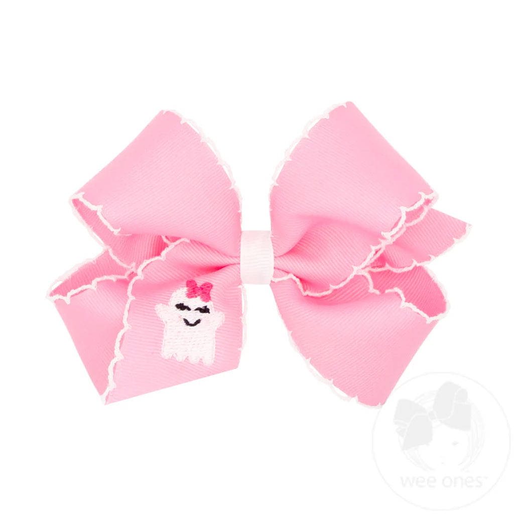 Wee Ones Medium Moonstitch Emb Pink Ghost