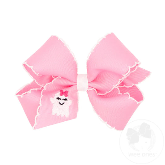 Wee Ones Medium Moonstitch Emb Pink Ghost