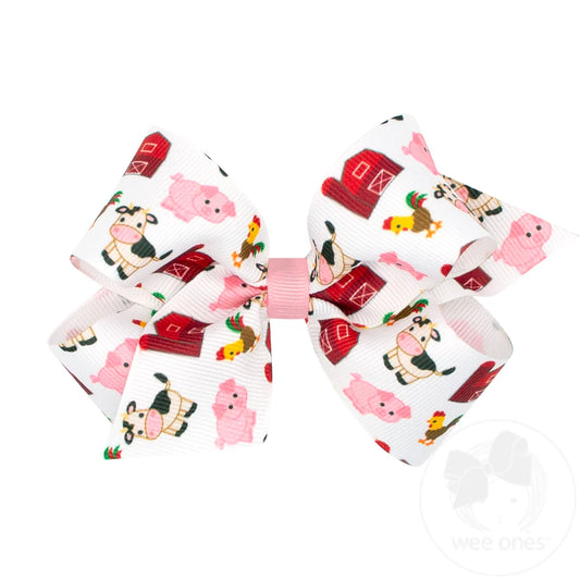 Wee Ones Medium Farm Printed Bow