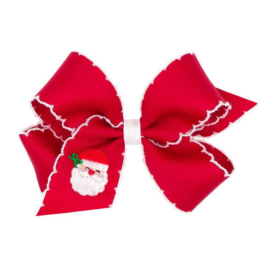 Wee Ones Medium Moonstitch Emb Santa Bow