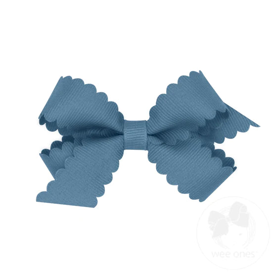 Wee Ones Mini Grosgrain Bow with Scalloped Edge