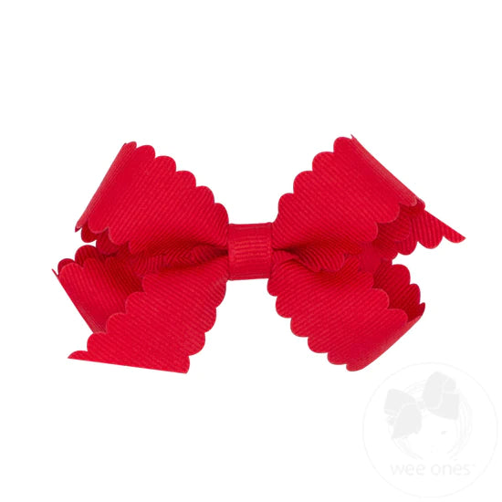 Wee Ones Mini Grosgrain Bow with Scalloped Edge