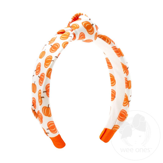 Wee Ones Harvest Pumpkin Print Knot Headband