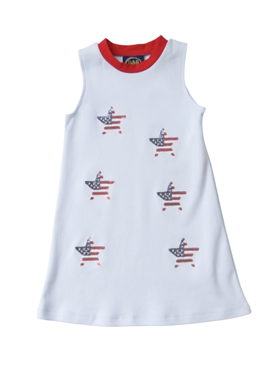 Emma Jean Sparkle Stars Applique Tank Dress