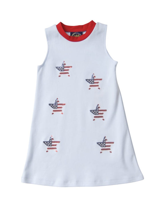Emma Jean Sparkle Stars Applique Tank Dress