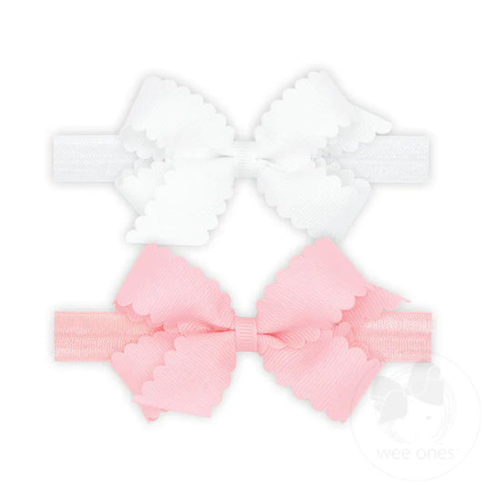 Wee Ones Two Mini Scallop Bows with Band