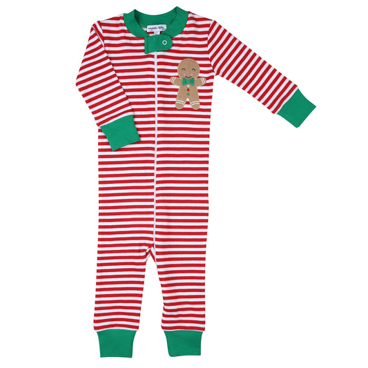 Magnolia Baby Be Jolly Applique Red Zipped Pajamas