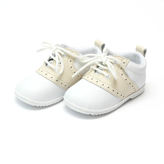 L'Amour Austin Beige Leather Saddle Oxford Shoe (Baby)